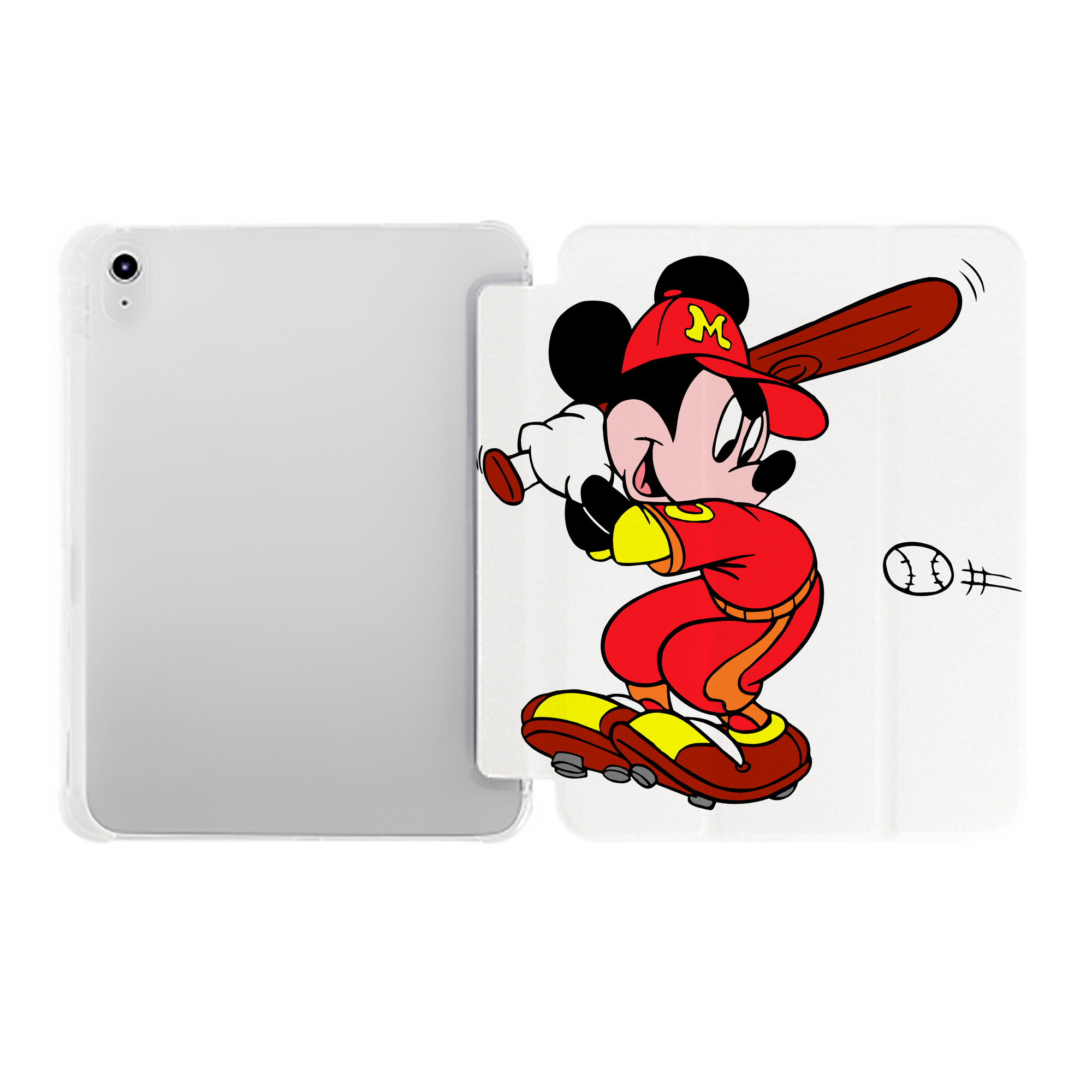 （画像用） ミッキーマウス Mickey Mouse IPad ケース ペン収納付き 三つ折りスタンド PUレザー×シリコン 対応機種9.5/10.5/10.9インチ